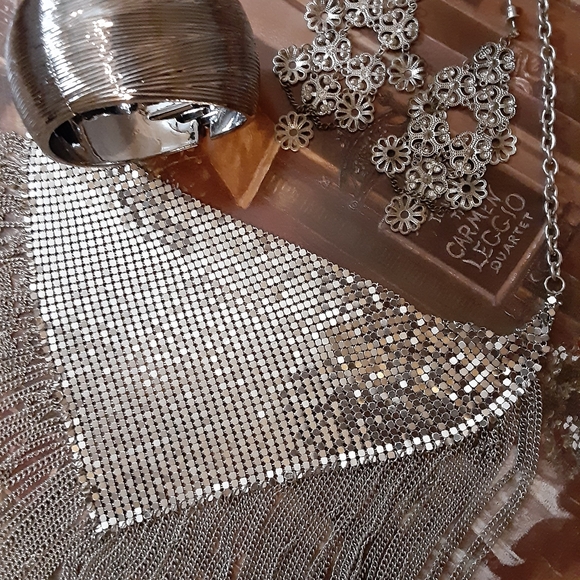Silver Bib Necklace, Earrings and Bracelet - Picture 6 of 6